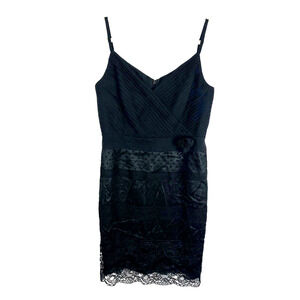 Escada Dance Dress Womens Back Zip Sleeveless V Neck Sheath Black Size 40 Lace